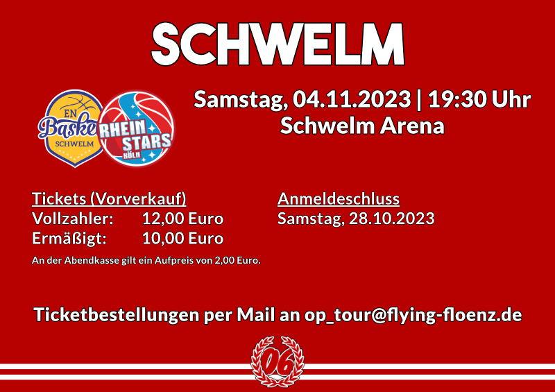 Ticketinfos für das Auswärtsspiel der Rheinstars Köln in Schwelm.