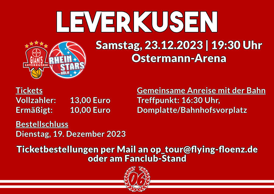 Ticketinfos für das Derby in Leverkusen am 23.12.2023