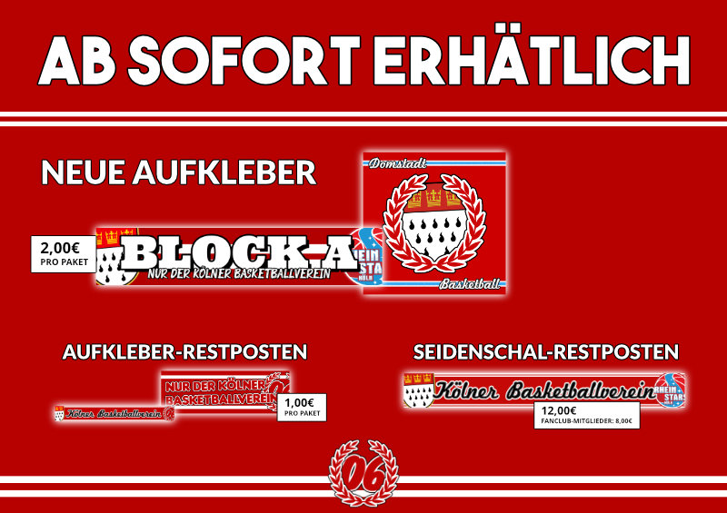 Neue Aufkleber und Restposten des Seidenschals ab sofort am Fanclub-Stand.